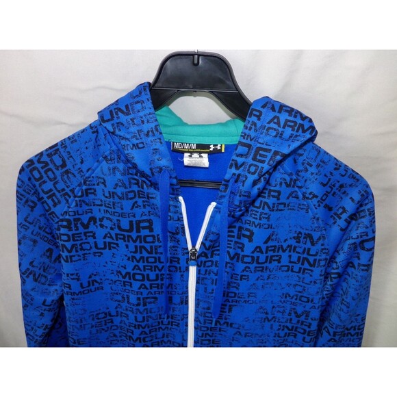 Under Armour Men's Medium Full Zip Hoodie Sweatshirt Jacket Blue - Picture 2 of 8